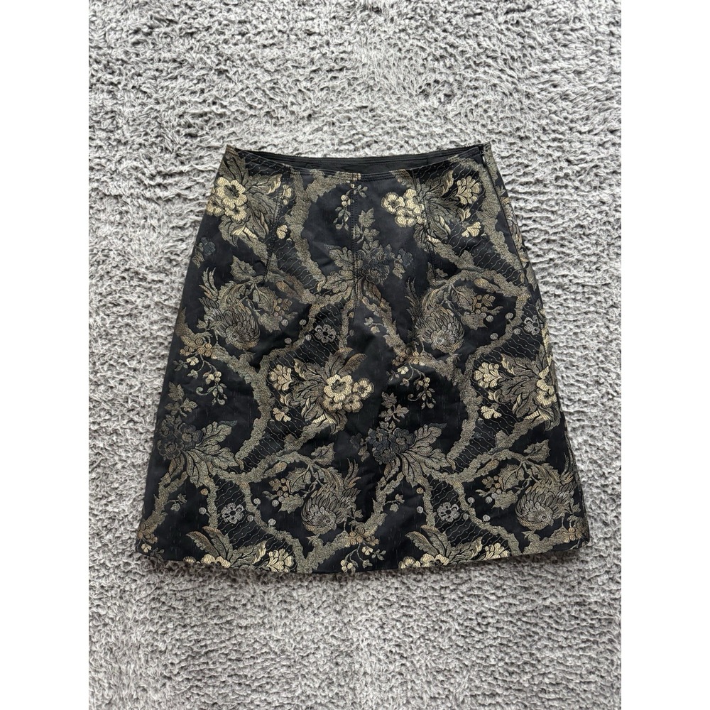 Piazza Sempione Womens Zipped Slip-on Skirt Black Floral Bird Print Size‎ 38